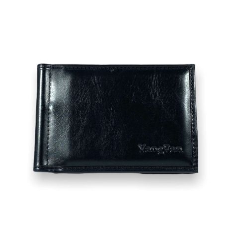Гаманець затискач для купюр із шкірзамінника YangFan відділ для монет пластикових карток розмір:11*8*3 см чорний