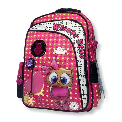 Дитячий рюкзак 194-2 для дівчинки 1-4 клас 2 відділи, органайзер Winner Stile, розмір: 29*15*40 см рожевий