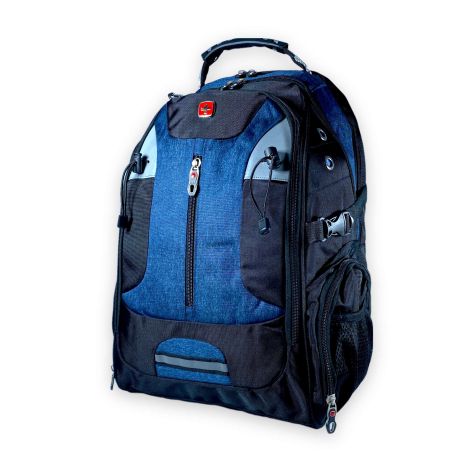Міський рюкзак з чохлом від дощу 40 л, три відділення, USB розʼєм, розмір: 50*30*25 см, синій