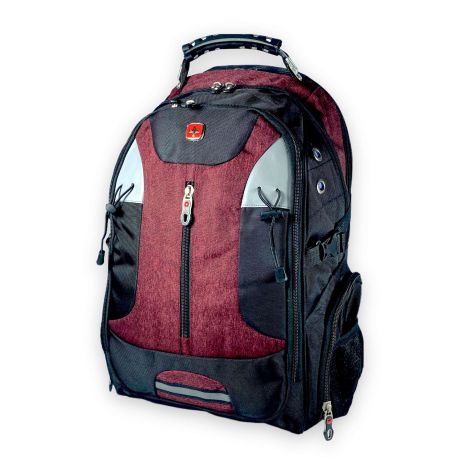 Міський рюкзак з чохлом від дощу 40 л, три відділення, USB розʼєм, розмір: 50*30*25 см, бордовий