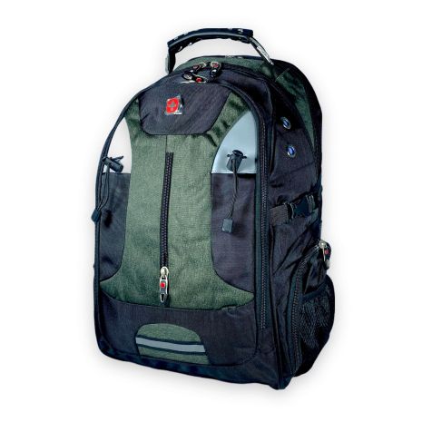 Міський рюкзак з чохлом від дощу 40 л, три відділення, USB розʼєм, розмір: 50*30*25 см, зелений