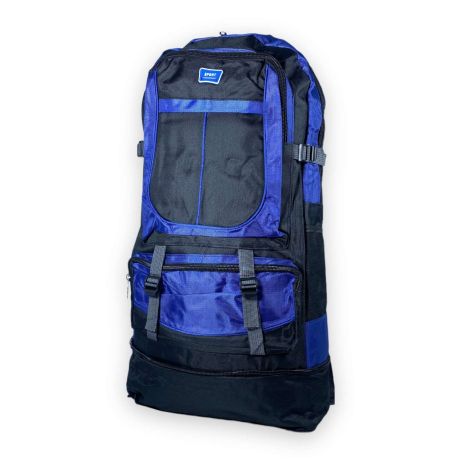Туристичний рюкзак, 60 л, один відділ, дві фронтальні кишені, розмір: 65(75)*40*20 см, чорно-синій