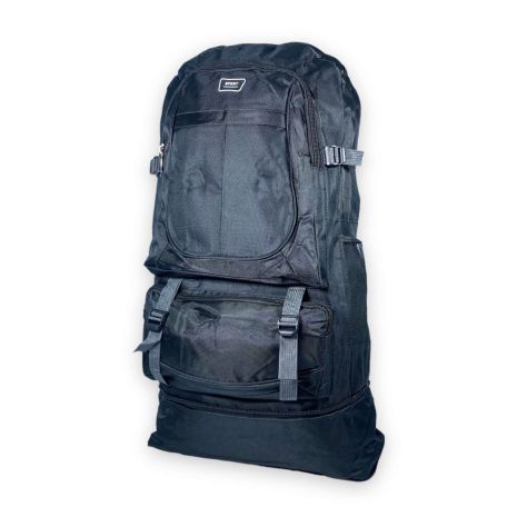Туристичний рюкзак, 60 л, один відділ, дві фронтальні кишені, розмір: 65(75)*40*20 см, чорний