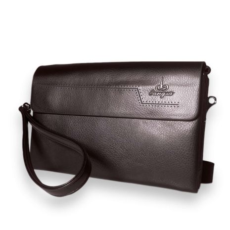 Чоловічий гаманець портмоне клатч Langsa з екошкіри три відділи додаткові кишені розмір: 22*15*5 см коричневий