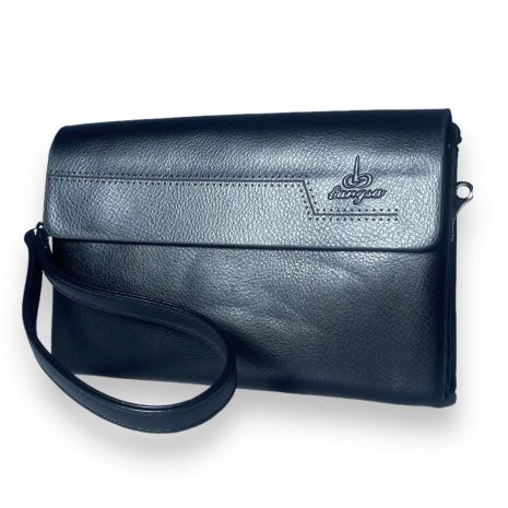 Чоловічий гаманець Langsa портмоне клатч з екошкіри три відділи додаткові кишені розмір: 22*15*5 см чорний