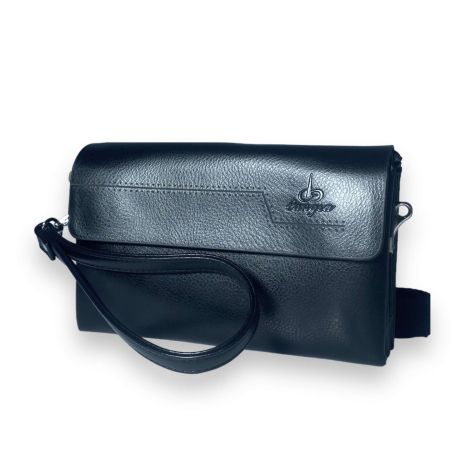 Чоловічий гаманець портмоне клатч Langsa з екошкіри три відділи додаткові кишені розмір: 20*13*5 см чорний