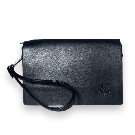 Чоловічий чорний гаманець портмоне клатч з екошкіри Langsa три відділи додаткові кишені розмір: 22*15*5 см