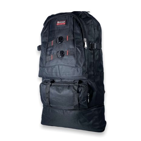 Рюкзак туристичний на 35 л з розширенням, один відділ, 3 фронтальні кишені, розмір: 63(51)*36*15 см, чорний