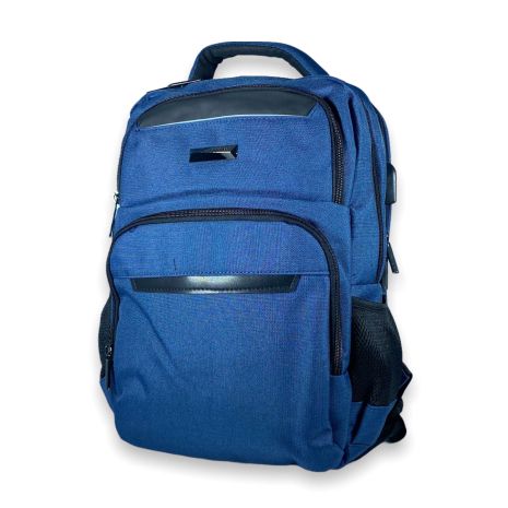 Міський рюкзак 15 л, 3 відділи, USB роз'єм, кабель, одна фронтальна кишеня, розмір: 40*28*14 см, синій