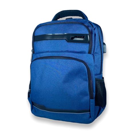 Міський рюкзак 15 л, три відділи, USB роз'єм, кабель, одна фронтальна кишеня, розмір: 40*28*14 см, синій