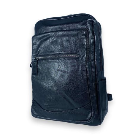 Міський рюкзак з екошкіри, 20 л, один відділ, 2 фронтальні кишені, бокові кишені, розмір: 40*30*15 см, чорний