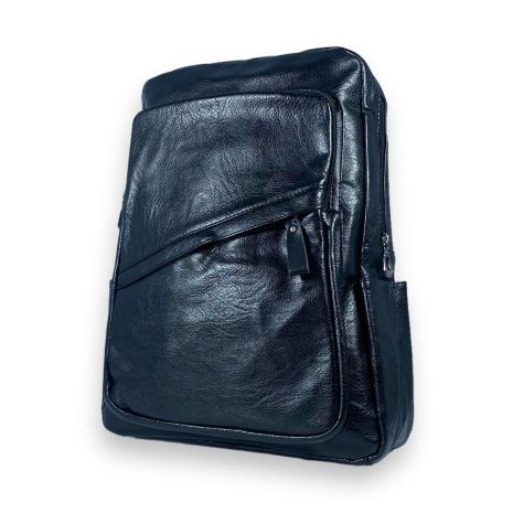 Міський рюкзак з екошкіри, 20 л, 1 відділ, 2 фронтальні кишені, бокові кишені, розмір: 40*30*15 см, чорний