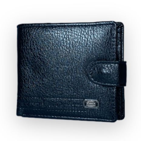 Чорний гаманець чоловічий Devi's шкірзамінник 2 відділи для купюр 4 для карток розмір: 12*10*2 см