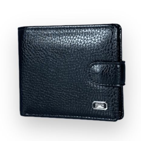 Чорний чоловічий гаманець шкірзамінник Devi's 2 відділи для купюр 4 для карток розмір: 12*10*2 см