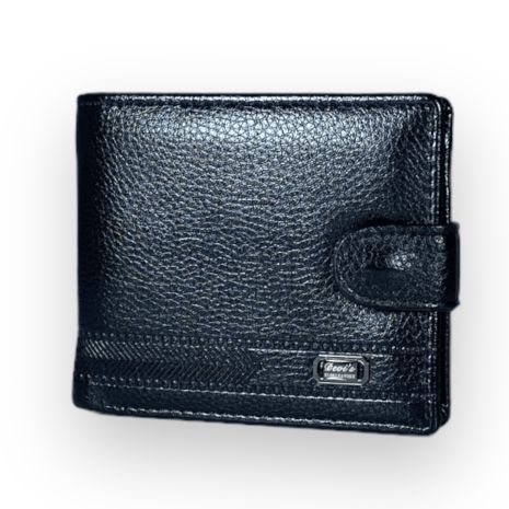 Чорний чоловічий гаманець Devi's шкірзамінник 2 відділи для купюр 4 для карток розмір: 12*10*2 см