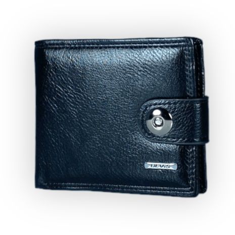 Чоловічий гаманець шкірзамінник Devi's 2 відділи для купюр 4 для карток розмір: 12*10*2.5 см чорний