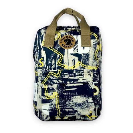 Міський рюкзак Kanken 20л один відділ фронтальна кишеня бокові кишені розмір 40*28*15см чорний-жовтий