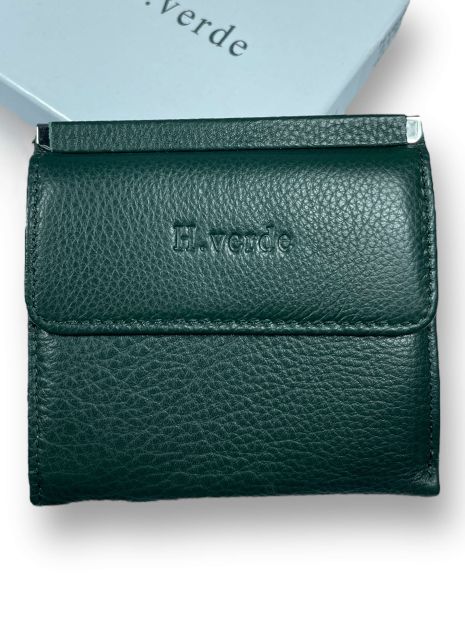 Жіночий гаманець H. verde натуральна шкіра 2 відділення та 5 відділення для картки розмір: 10.5*10*2 см зелений