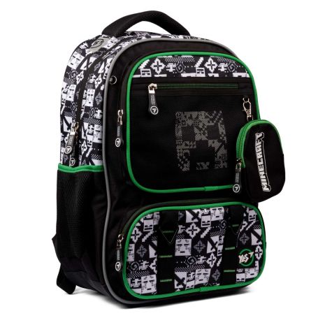 Шкільний рюкзак YES, одне відділення, три фронтальні кишені, розмір: 43,5*30*15,5 см, чорний Minecraft