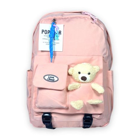 Рюкзак міський, 20 л, одне відділення, три фронтальні кишені, дві бічні кишені, розмір 43*28*13 см, рожевий