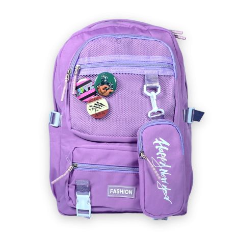 Рюкзак міський 20 л одне відділення, три фронтальні кишені, гаманець на карабіні розмір 42*28*14 см фіолетовий