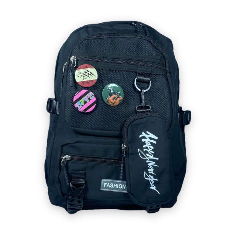Рюкзак міський 20 л, одне відділення, три фронтальні кишені, гаманець на карабіні, розмір 42*28*14 см, чорний