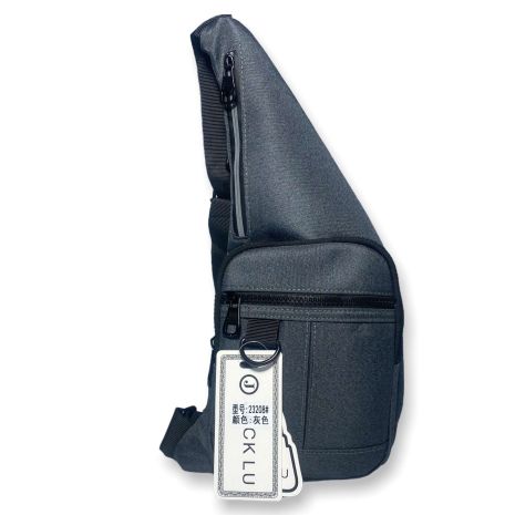 Чоловіча сумка-слінг, 23208, одне основне відділення, 3 додаткові кишені, розміри: 38х18х4см, сіра