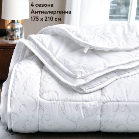 Модульное одеяло 4 сезона IDEIA Air Dream (набор из двух скрепляемых одеял, вензеля и белое) 175Х210 см (8-9562*001)