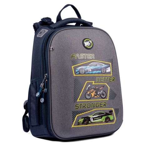 Шкільний рюкзак YES, каркасний, два відділення, дві бічні кишені, розмір: 38*30*15 см, сірий Speed