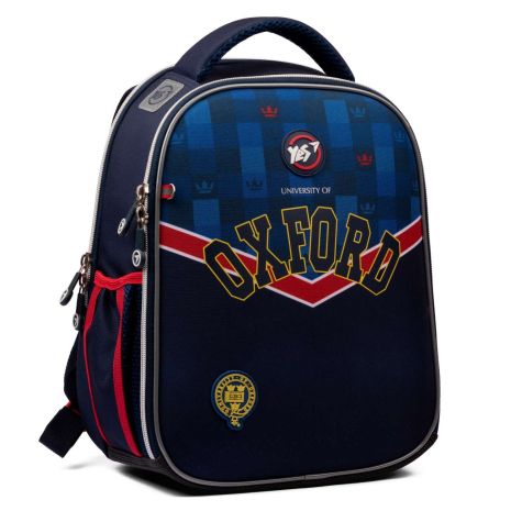 Шкільний рюкзак YES, каркасний, два відділення, дві бічні кишені, розмір: 35*28*15 см, синій Oxford