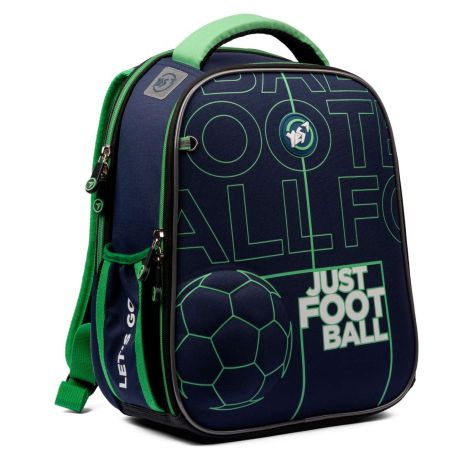 Шкільний рюкзак YES, каркасний, два відділення, дві бічні кишені, розмір: 35*28*15см, синій Football