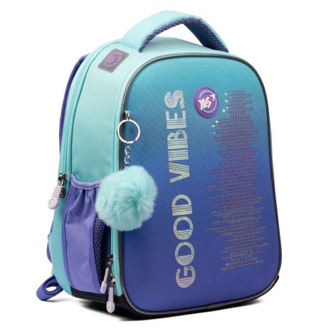Шкільний рюкзак YES, каркасний, два відділення, дві бічні кишені, розмір: 35*28*15см, бузковий Good Vibes