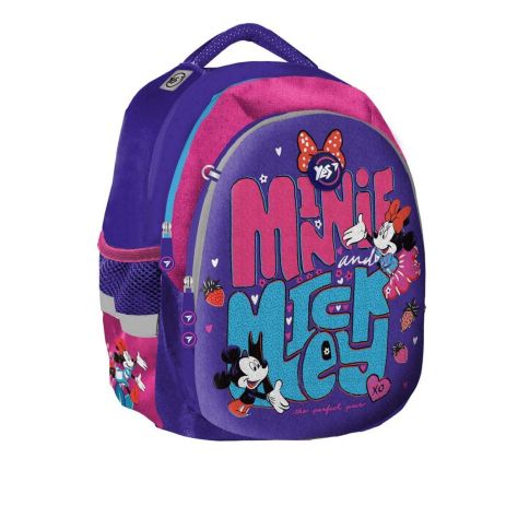 Шкільний рюкзак YES напівкаркасний три відділення бічні кишені розмір 39*31*18см фіолетово-рожевий Minnie Mouse