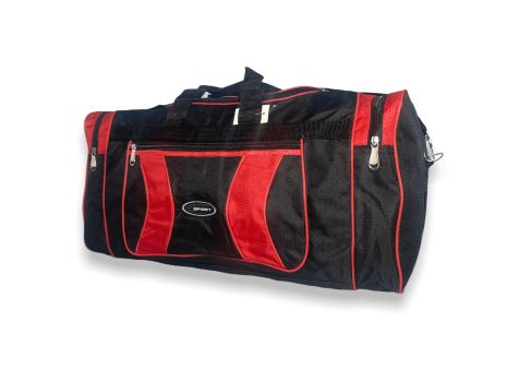 Дорожня сумка Sport 1відділення фронтальна кишеня бічні кишені ремінь розм:60*30*25см червоний