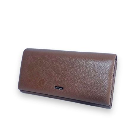 Жіночий гаманець шкіряний Cardinal 3 відділення 8 осередків для карт розмір: 18.5*10*3 см світло-коричневий
