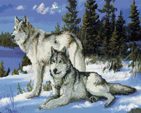 Алмазная мозаика Волки на снегу 40х50 см ColorArt SP007