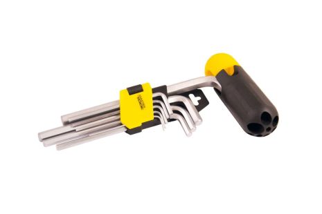 Ключи шестигранные с держателем CrV 1,5-10 мм 74/172 мм набор 9 шт MASTERTOOL 75-0958