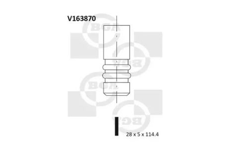 Клапан впускной Insignia 10-/Alfa Romeo 159 08-10 1.9-2.4 JTD (114.4x28x5), BGA (V163870)