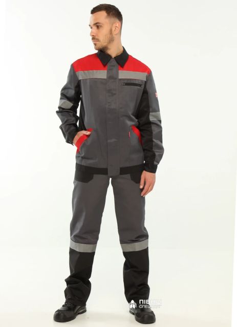 Куртка робоча на блискавці Професіонал Комбо сіра зі світловідбиваючою смугою 44-46