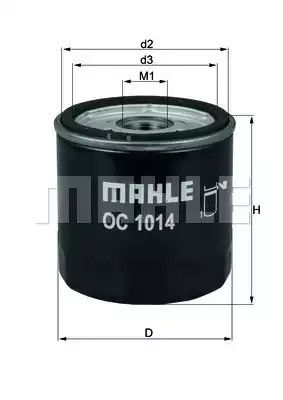 Фильтр масляный Mahle VOLVO S60 II, S80 II, MAHLE (OC1014)
