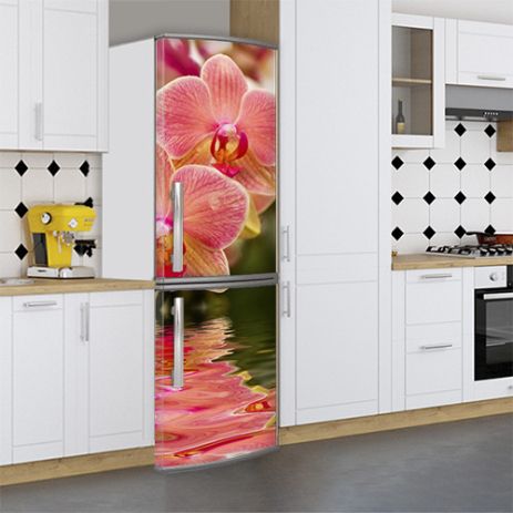 Наклейки на холодильник, орхидеи красные, 180х60 см - Лицевая(В), с ламинацией