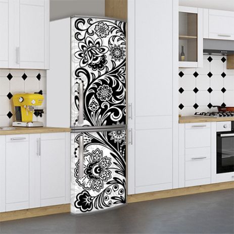 Наклейки на холодильник виниловая, цветочный узор, 180х60 см - Лицевая(В), с ламинацией