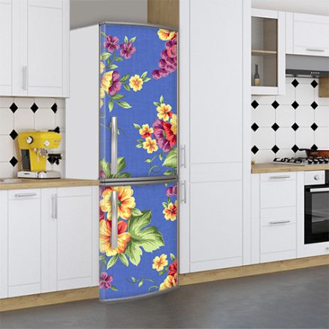 Наклейки на холодильник виниловая, цветы на гобелене, 180х60 см - Лицевая(В), с ламинацией
