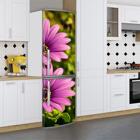 Виниловая наклейка на холодильник, ромашки, 180х60 см - Лицевая(В), с ламинацией