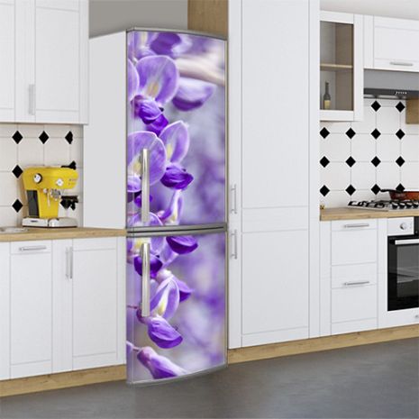 Виниловая наклейка на холодильник, цветы, 200х65 см - Лицевая(В), с ламинацией