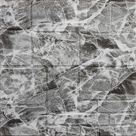 Декоративна 3D панель, що самоклеїться, камінь чорно-білий мармур 700х700х7мм (154) SW-00000219