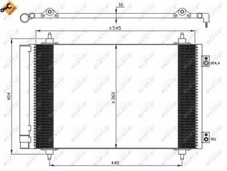 35844 Радиатор кондиционера Fiat Scudo 1.6D/2.0D 07-, NRF (35844)