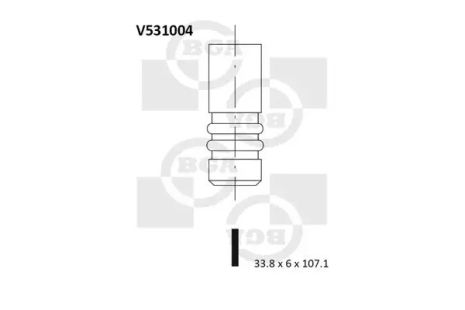 Клапан выпускной 2.0HDi/JTD Scudo/Jumpy 00-07/Ducato/Boxer 02-/Berlingo 00- (33.8x6x107.1), BGA (V53