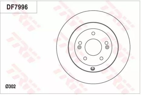 Тормозной диск (1 шт.) HYUNDAI/KIA Santa Fe/Sorento RD=302mm 09, TRW (DF7996)