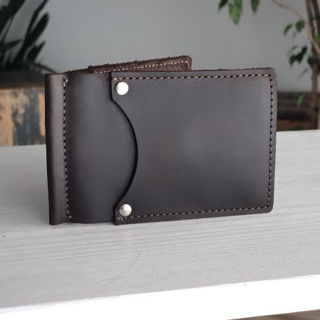 Маленький кошелек GS с прижимом для купюр кожаный коричневый